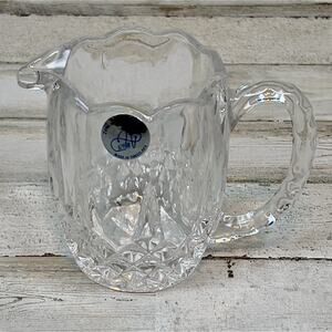 24% Lead Crystal Creamer Pitcher Action Yugoslavia Cut Glass Cottage Granny